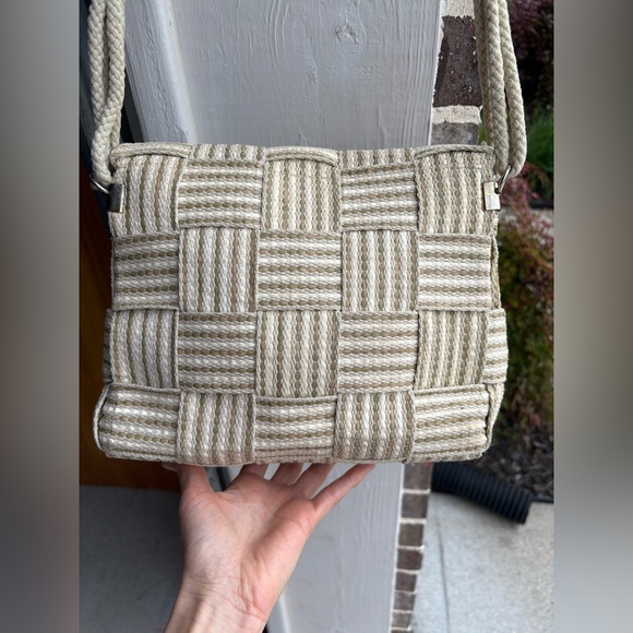 Vintage Woven Beige and Cream Shoulder Bag Bertini Italy - Picture 6 of 10